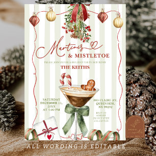 Quirky Christmas Martinis and Mistletoe Christmas  Invitation
