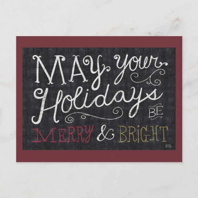 Quirky Christmas Merry and Bright Holiday Postcard (Front)