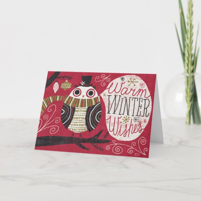 Quirky Christmas Owl Holiday Card (Front)