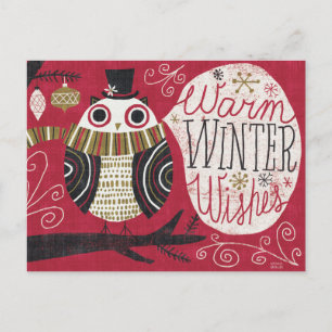 Quirky Christmas Owl Holiday Postcard