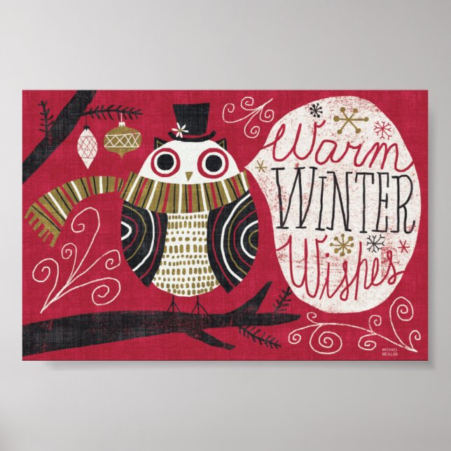 Quirky Christmas Owl Poster (Front)