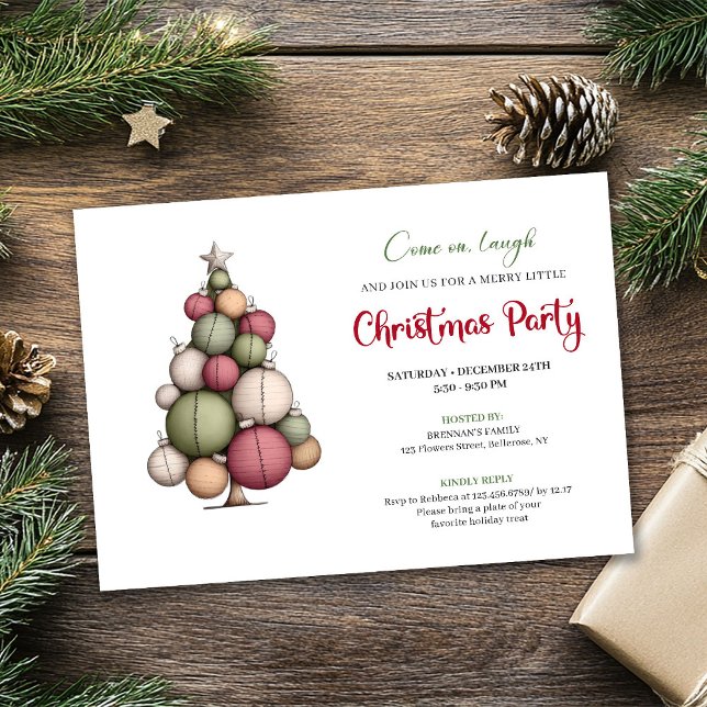 Quirky Christmas Tree Watercolor Holiday Invite (Quirky Christmas Tree Watercolor Holiday Invite)
