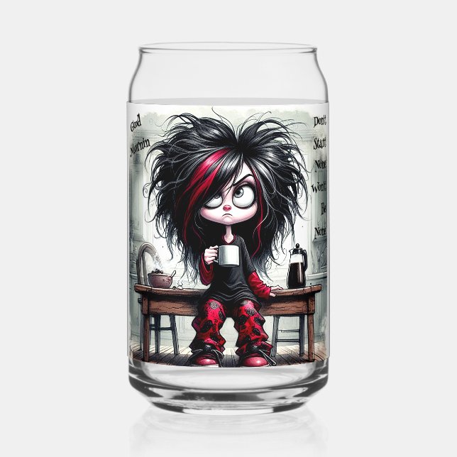 Quirky Coffee Lady Don't Start Drinkware Set Can Glass (Front)