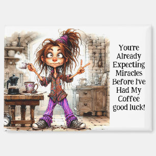 Quirky Coffee Lady Good Luck Magnet