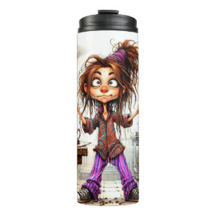 Quirky Coffee Lady Good Luck Thermal Tumbler