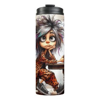Quirky Coffee Lady Monday Vibe Thermal Tumbler