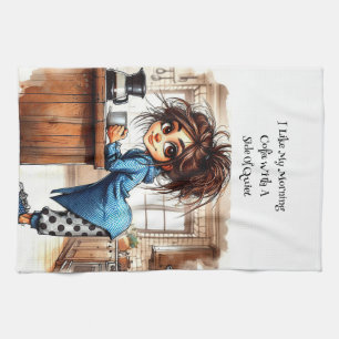 Quirky Coffee Lady Side Of Quiet Kitchen Towels