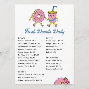 Quirky Coffee Shop & Doughnut Cafe Playful Baker Menu