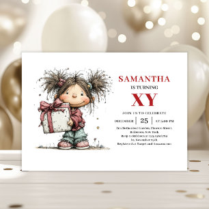 Quirky Colorful Girl Birthday invitation