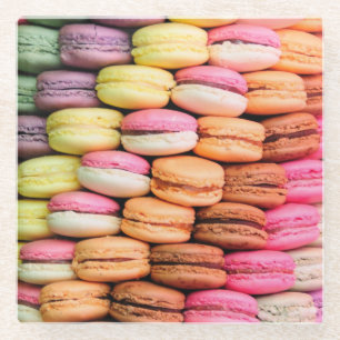 Quirky Colorful Macaroons Glass Coaster