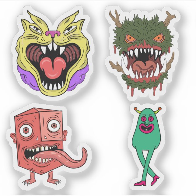 Quirky Colorful Retro Monster Character (Front)
