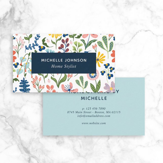 Quirky Colourful Floral Pattern Business Card (Creator Uploaded)