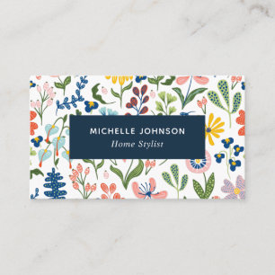 Quirky Colourful Floral Pattern Business Card