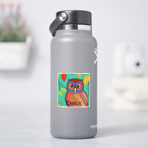 Quirky Colourful Folk Art Abstract Owl