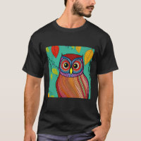 Quirky Colourful Folk Art Abstract Owl