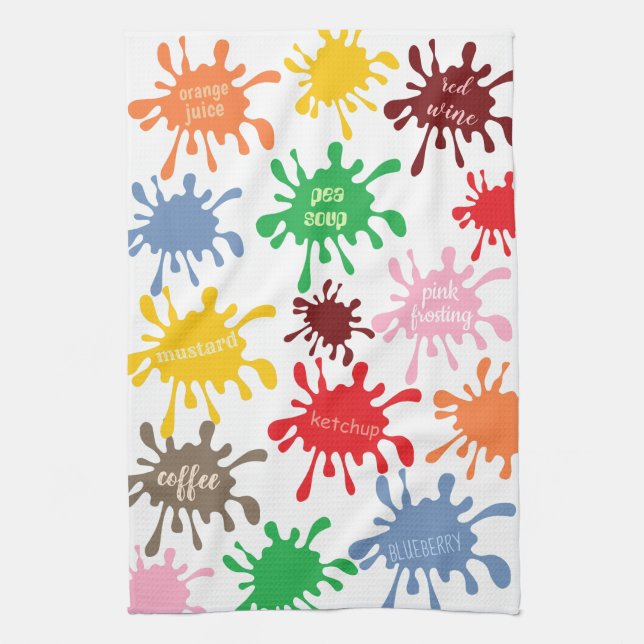 Quirky Colourful Food Stain Splatter Tea Towel (Vertical)