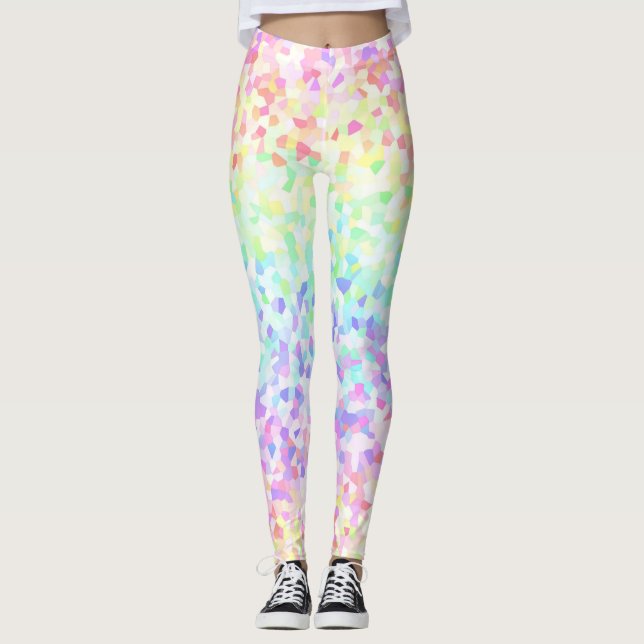 Quirky Colourful Groovy Rainbow Sprinkle Mosaic Leggings (Front)