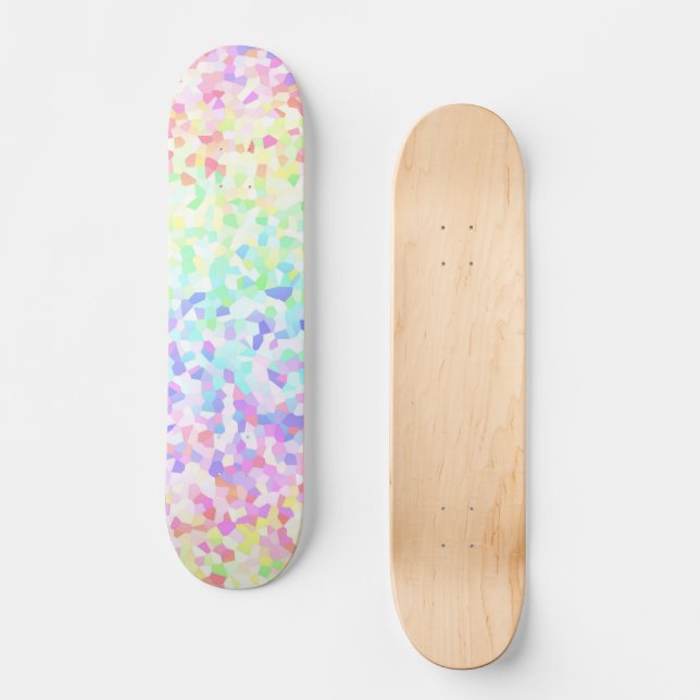 Quirky Colourful Groovy Rainbow Sprinkle Mosaic Skateboard (Front)