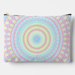 Quirky Colourful Psychedelic Retro Summer Mandala Accessory Pouch