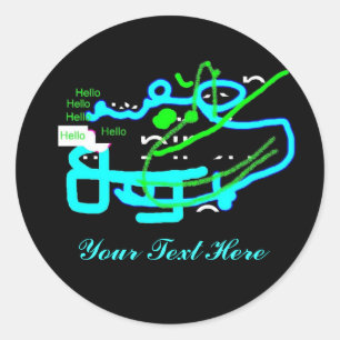 Quirky Creature Says Hello Classic Round Sticker