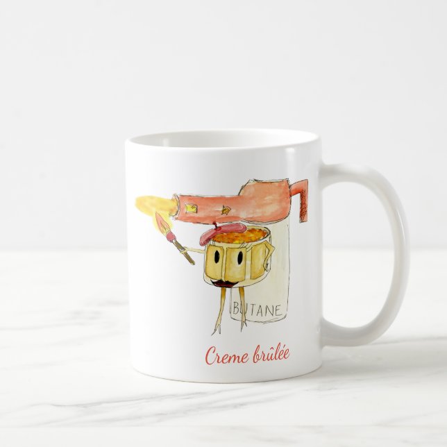 Quirky Creme brûlée Dessert Funny Cartoon Art Coffee Mug (Right)