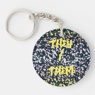 Quirky Cute Retro Boho Flora Pangender Pride Flag Key Ring