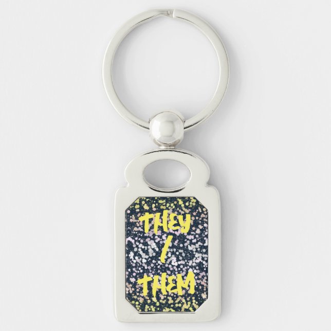 Quirky Cute Retro Boho Flora Pangender Pride Flag Key Ring (Front)