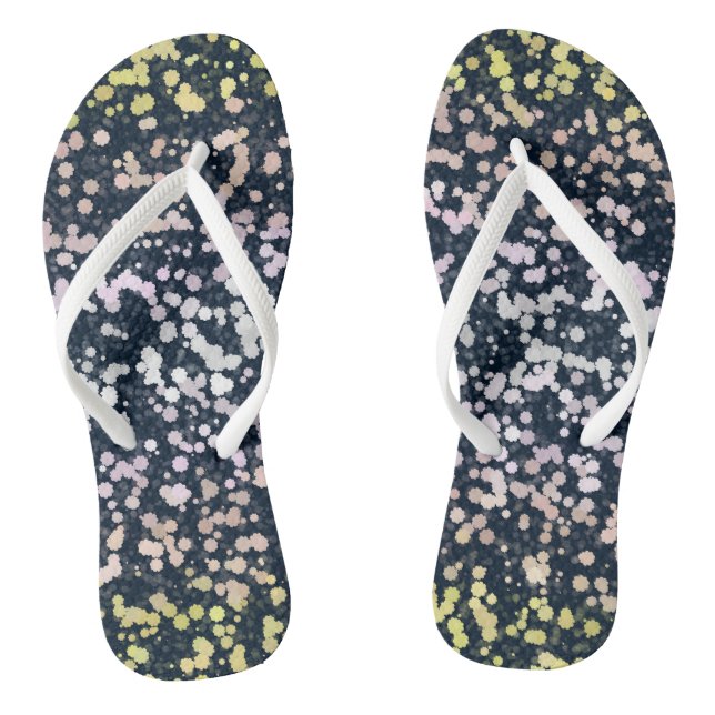 Quirky Cute Retro Boho Flora Pangender Pride Flag Thongs (Footbed)