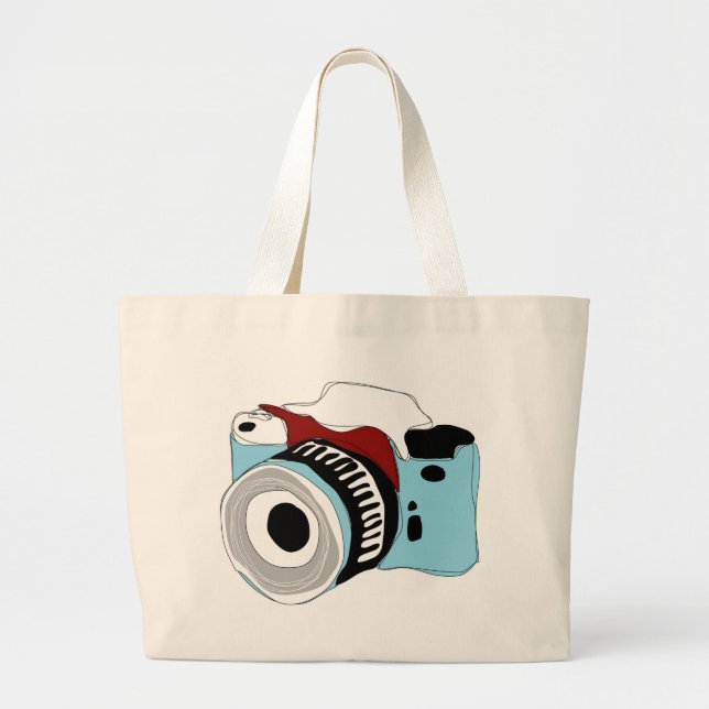 Quirky digital camera illustration large tote bag (Front)