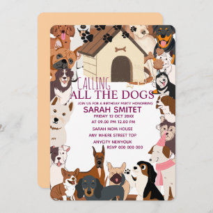 Quirky Dog Birthday Pawty Invitation Let’s Pawty