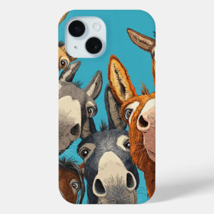 Quirky Donkey Squad - Colourful Group Illustration iPhone 15 Case