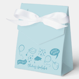 Quirky Doodle Graduation Party Blue Favour Box