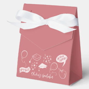 Quirky Doodle Graduation Party Blush Pink Favour Box