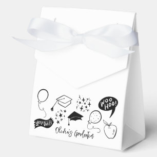 Quirky Doodle Graduation Party White Favour Box