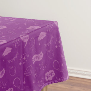 Quirky Doodle Purple Graduation Party Tablecloth