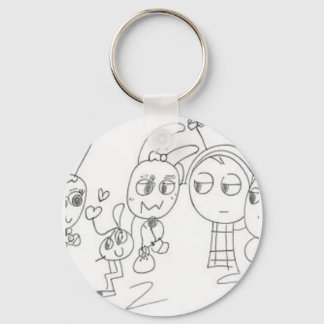 Quirky Doodle Style Antenna Friends Graphic Tee Key Ring