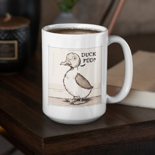 Quirky Duck Scandinavian Joke Cartoon Pastel   Coffee Mug
