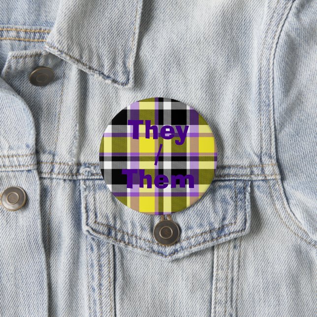 Quirky Eclectic Boho Nonbinary Plaid Pride Flag 7.5 Cm Round Badge (In Situ)