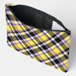Quirky Eclectic Boho Nonbinary Plaid Pride Flag Accessory Pouch