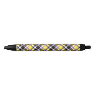 Quirky Eclectic Boho Nonbinary Plaid Pride Flag Black Ink Pen
