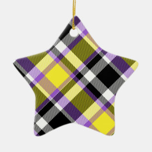 Quirky Eclectic Boho Nonbinary Plaid Pride Flag Ceramic Ornament