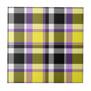 Quirky Eclectic Boho Nonbinary Plaid Pride Flag Ceramic Tile