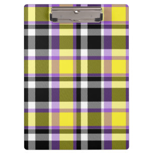 Quirky Eclectic Boho Nonbinary Plaid Pride Flag Clipboard