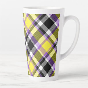 Quirky Eclectic Boho Nonbinary Plaid Pride Flag Latte Mug