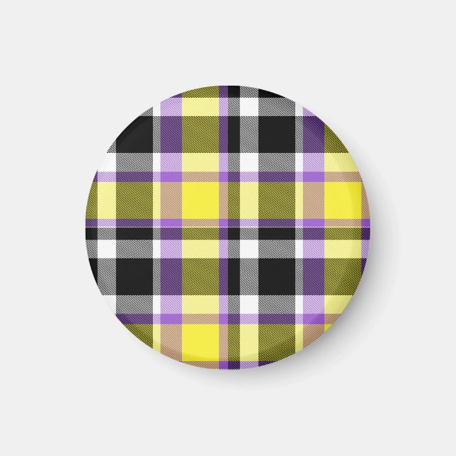 Quirky Eclectic Boho Nonbinary Plaid Pride Flag Magnet (Front)