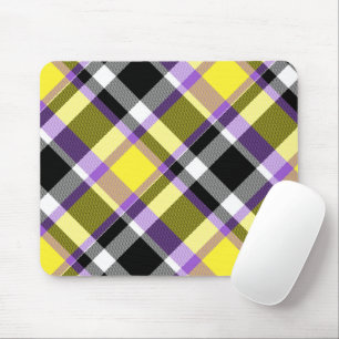 Quirky Eclectic Boho Nonbinary Plaid Pride Flag Mouse Pad
