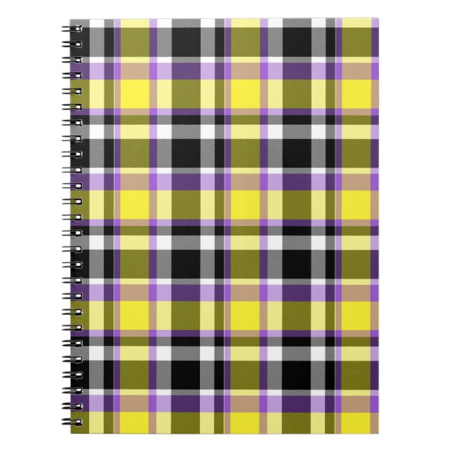 Quirky Eclectic Boho Nonbinary Plaid Pride Flag Notebook (Front)