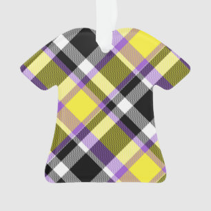Quirky Eclectic Boho Nonbinary Plaid Pride Flag Ornament