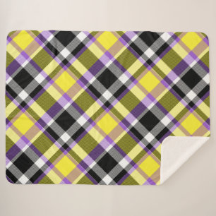 Quirky Eclectic Boho Nonbinary Plaid Pride Flag Sherpa Blanket