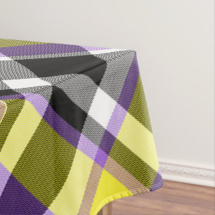 Quirky Eclectic Boho Nonbinary Plaid Pride Flag Tablecloth
